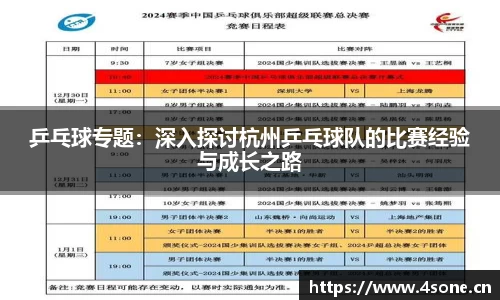乒乓球专题：深入探讨杭州乒乓球队的比赛经验与成长之路